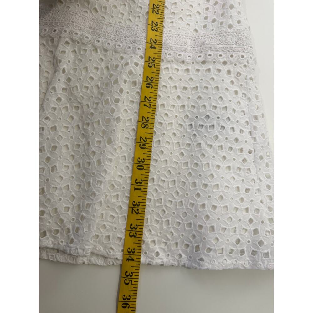 Banana Republic White Cotton Eyelet Drop Waist Dress 6 - Picture 11 of 12